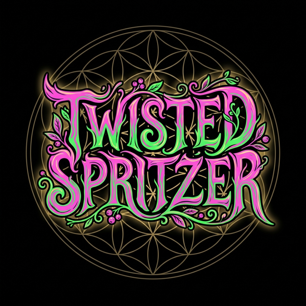 Twisted Spritzer — Flower of Life meets heavy metal typography